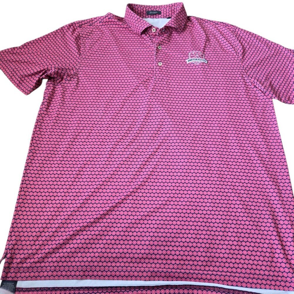 Turtleson Polo Shirt Mens XL Pink All Over Pattern Golf Performance